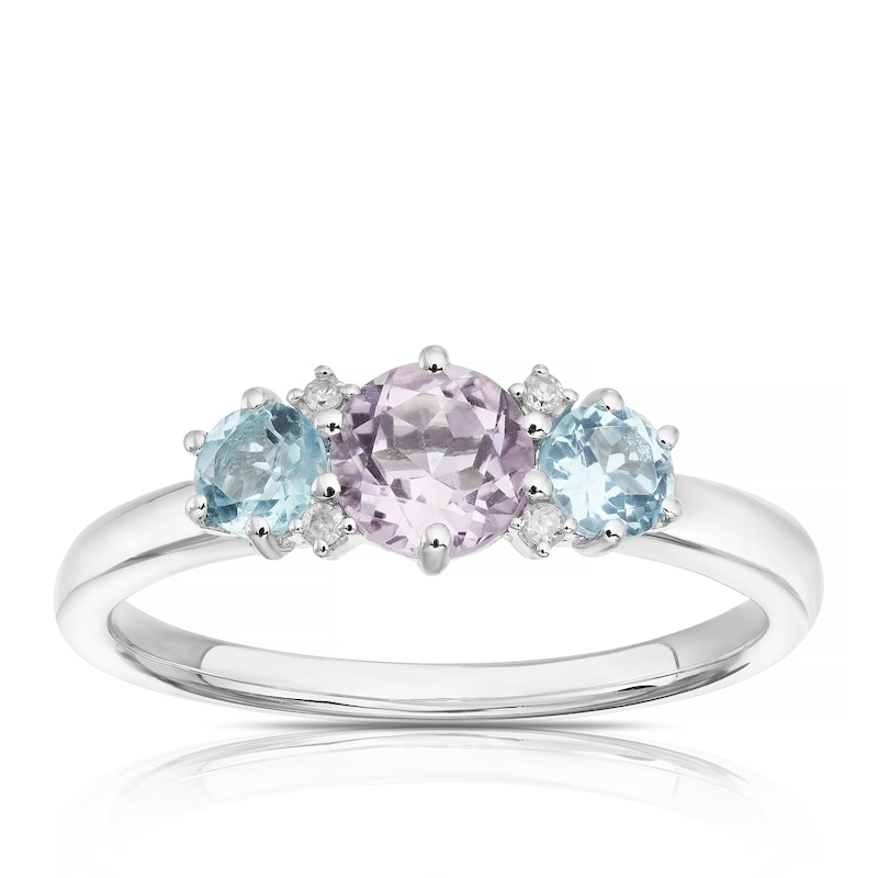 Main Image 1 of 9ct White Gold Willa Multi Stone Trilogy Ring