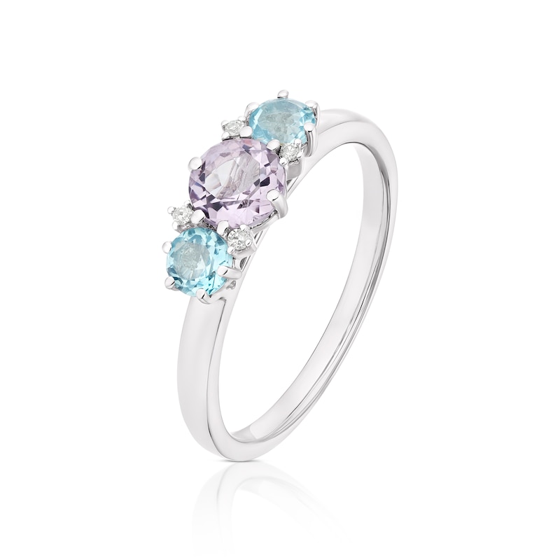 Main Image 2 of 9ct White Gold Willa Multi Stone Trilogy Ring
