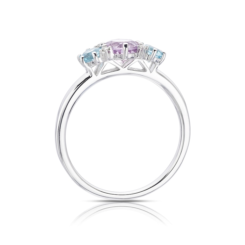 Main Image 3 of 9ct White Gold Willa Multi Stone Trilogy Ring