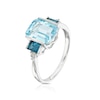 Thumbnail Image 2 of 9ct White Gold Naomi Diamond & Blue Topaz Trilogy Ring