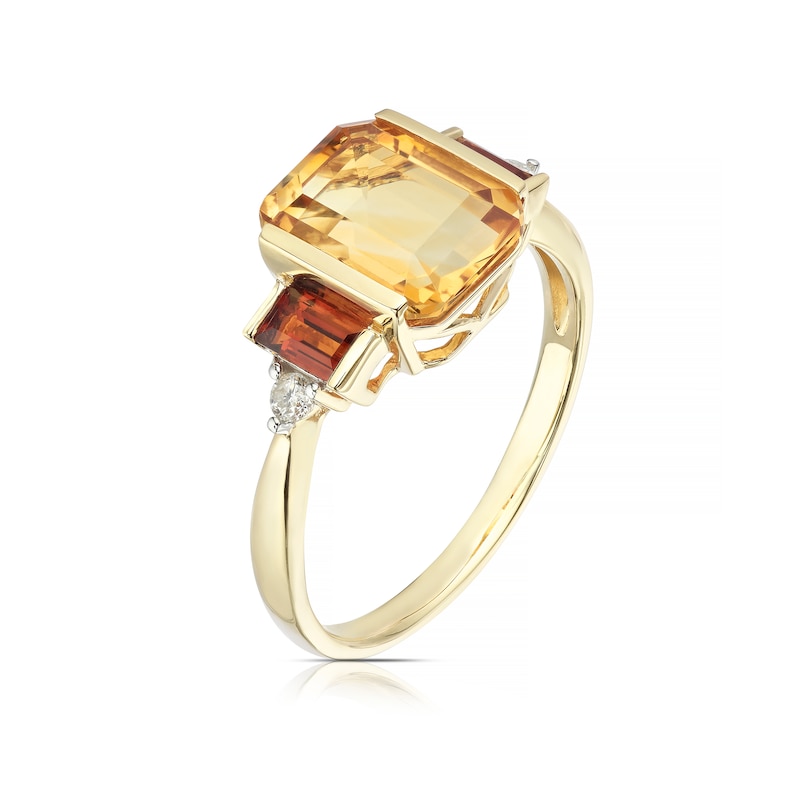 Main Image 2 of 9ct Yellow Gold Naomi Diamond & Citrine Trilogy Ring