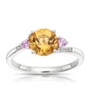 Thumbnail Image 1 of 9ct White Gold Lily Citrine, Pink Sapphire & Diamond Twist Ring