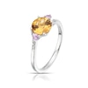 Thumbnail Image 2 of 9ct White Gold Lily Citrine, Pink Sapphire & Diamond Twist Ring