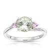 Thumbnail Image 1 of 9ct White Gold Lily Green Amethyst, Pink Sapphire & Diamond Twist Ring