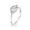 Thumbnail Image 2 of 9ct White Gold Lily Green Amethyst, Pink Sapphire & Diamond Twist Ring