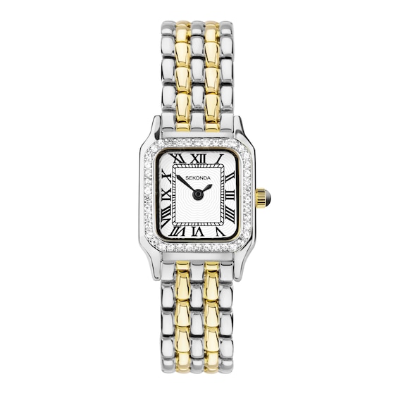 Sekonda Women's White Monica Watch | Two Tone Alloy Case & Bracelet With Stone Set Bezel & Dial | 40640 - Image 6