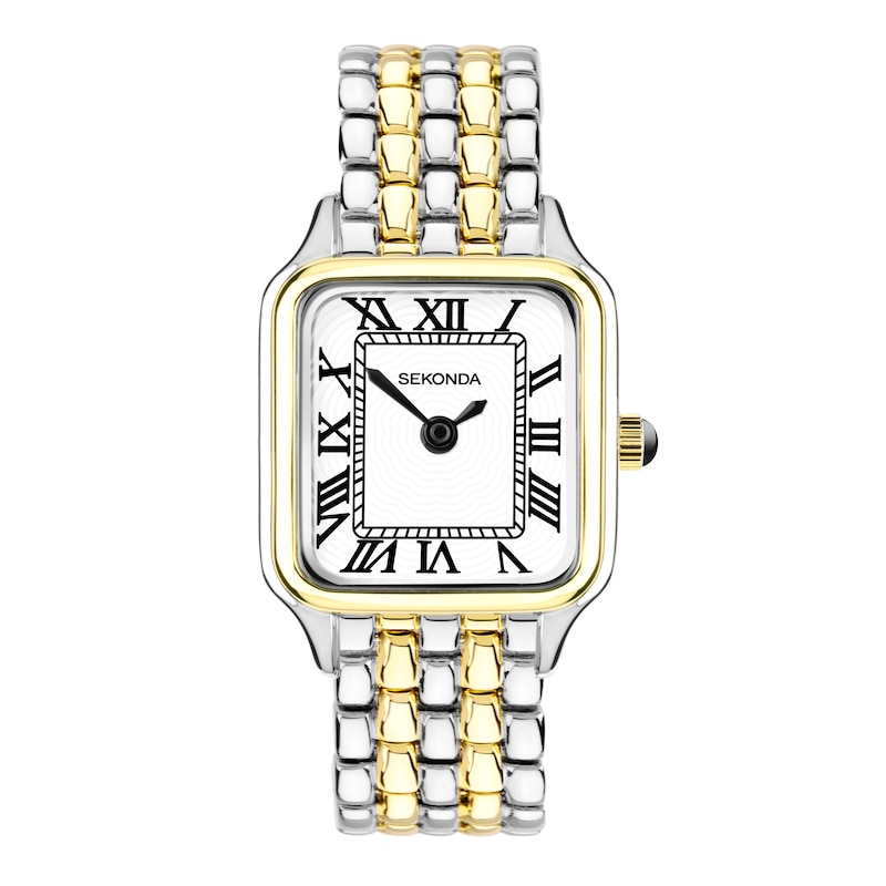 Sekonda Monica Maxi Ladies’ White Rectangular Dial Two Tone Bracelet Watch