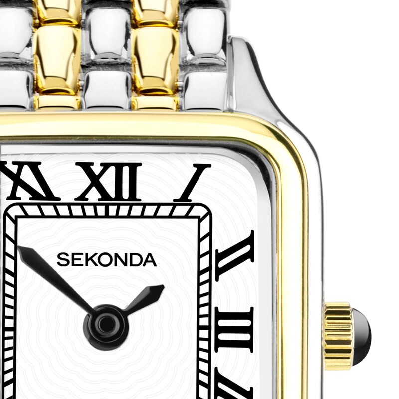 Sekonda Monica Maxi Ladies’ White Rectangular Dial Two Tone Bracelet Watch