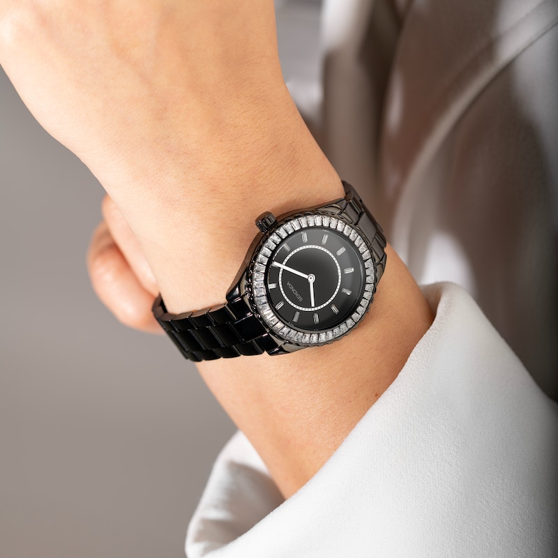 Main Image 3 of Sekonda Margot Ladies' Stone Set Bezel Black IP Stainless Steel Bracelet Watch