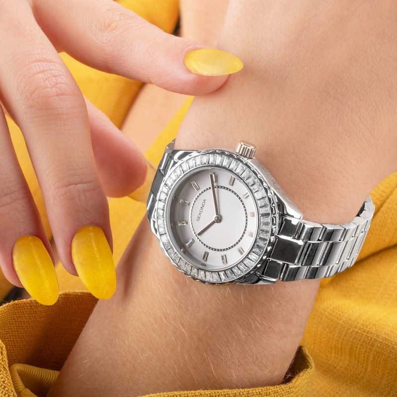 Main Image 4 of Sekonda Margot Ladies' Stone Set Bezel Stainless Steel Bracelet Watch