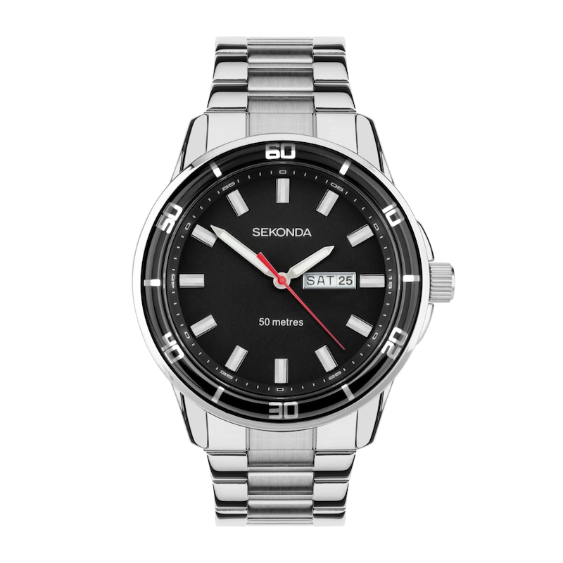 Sekonda Classic Men's Black Dial Stainless Steel Bracelet Watch