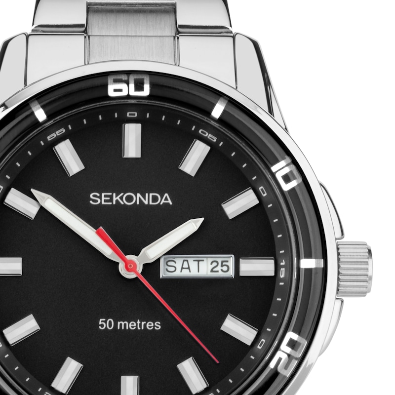 Sekonda Classic Men's Black Dial Stainless Steel Bracelet Watch