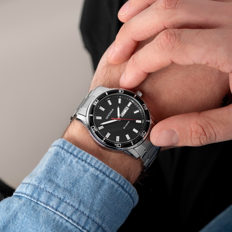 Main Image 4 of Sekonda Classic Men's Black Dial Stainless Steel Bracelet Watch