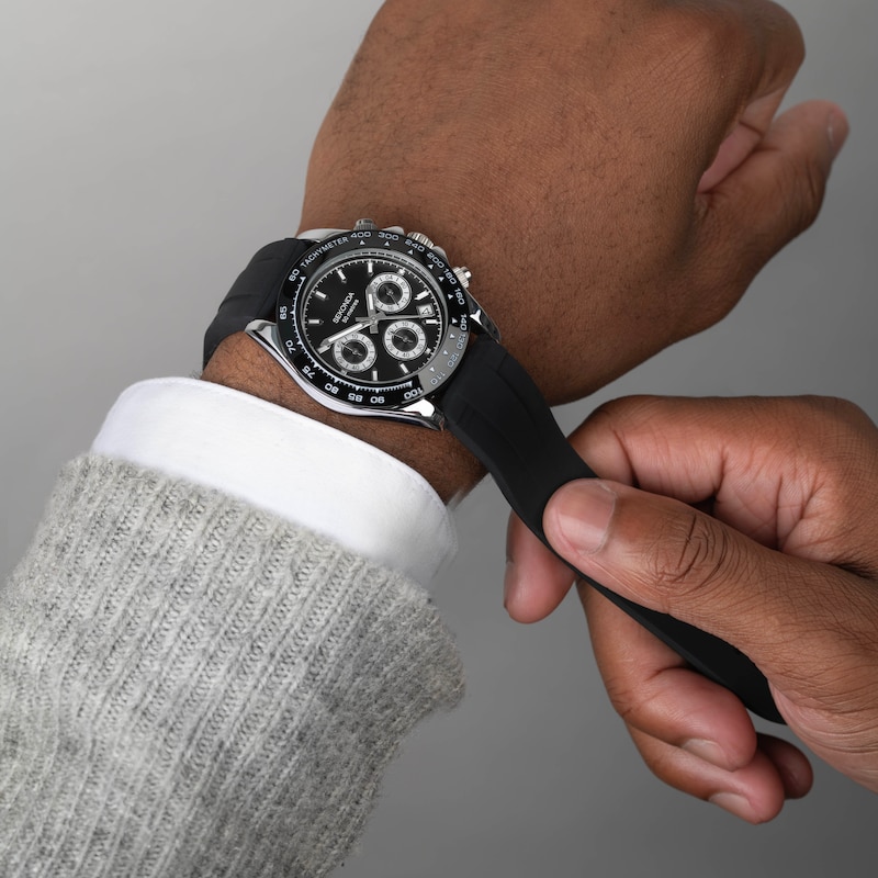 Main Image 3 of Sekonda Circuit Chronograph Men's Black Silicone Strap Watch