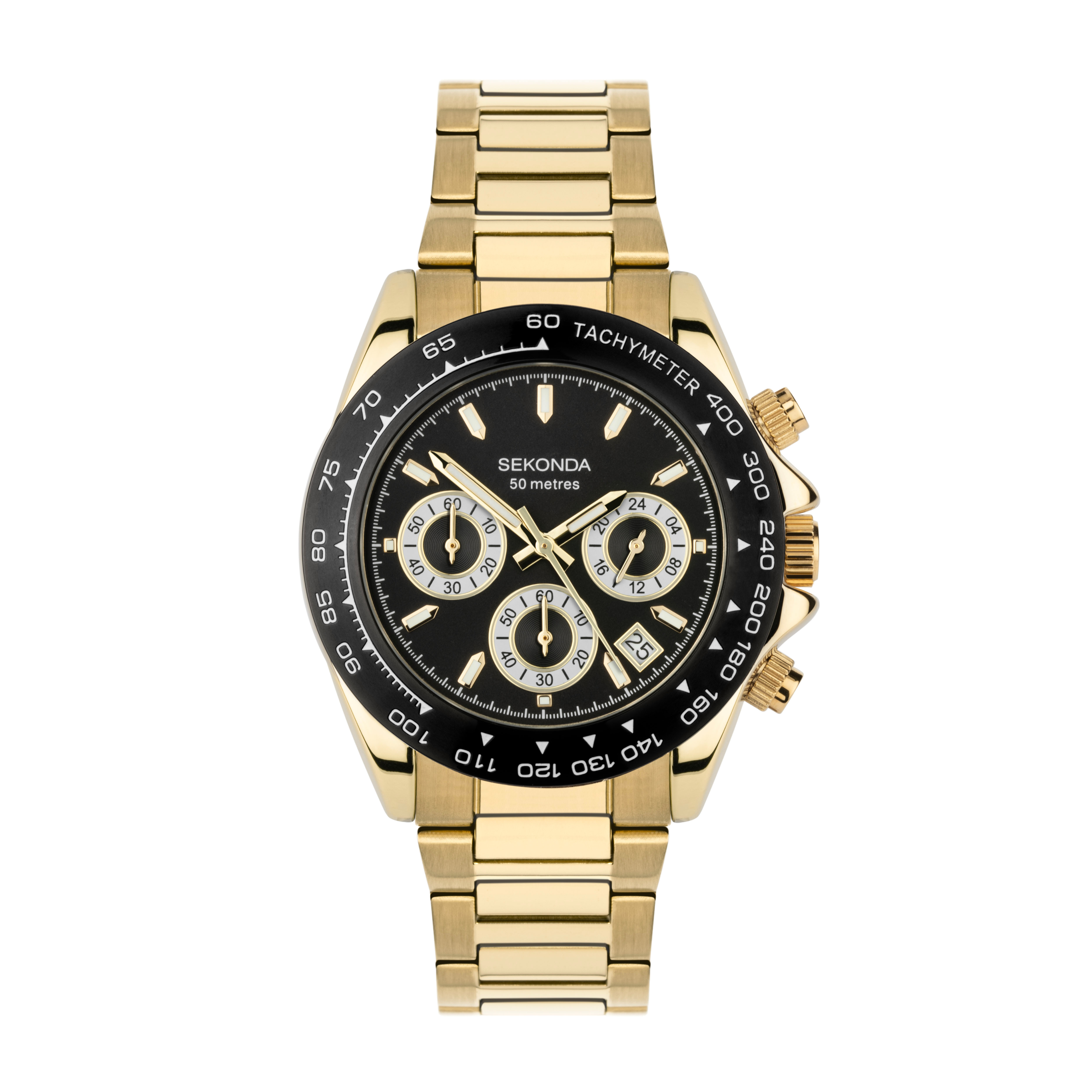 Sekonda Circuit Chronograph Men's Gold Tone Stainless Steel Bracelet Watch