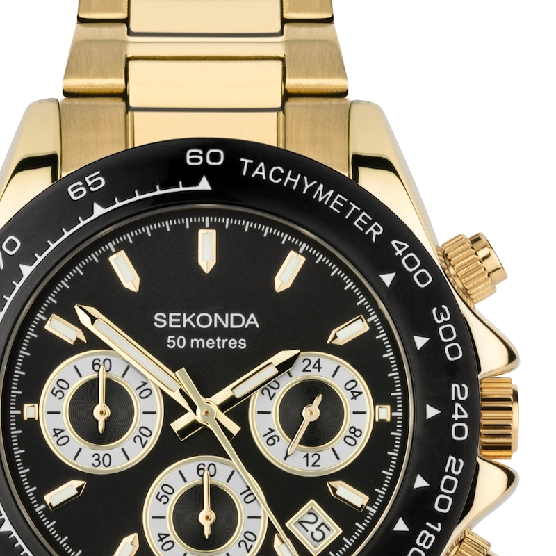 Sekonda Circuit Chronograph Men's Gold Tone Stainless Steel Bracelet Watch