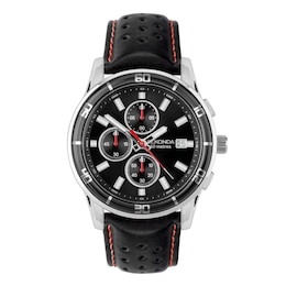 Sekonda Chronograph Men's Black Leather Strap Watch