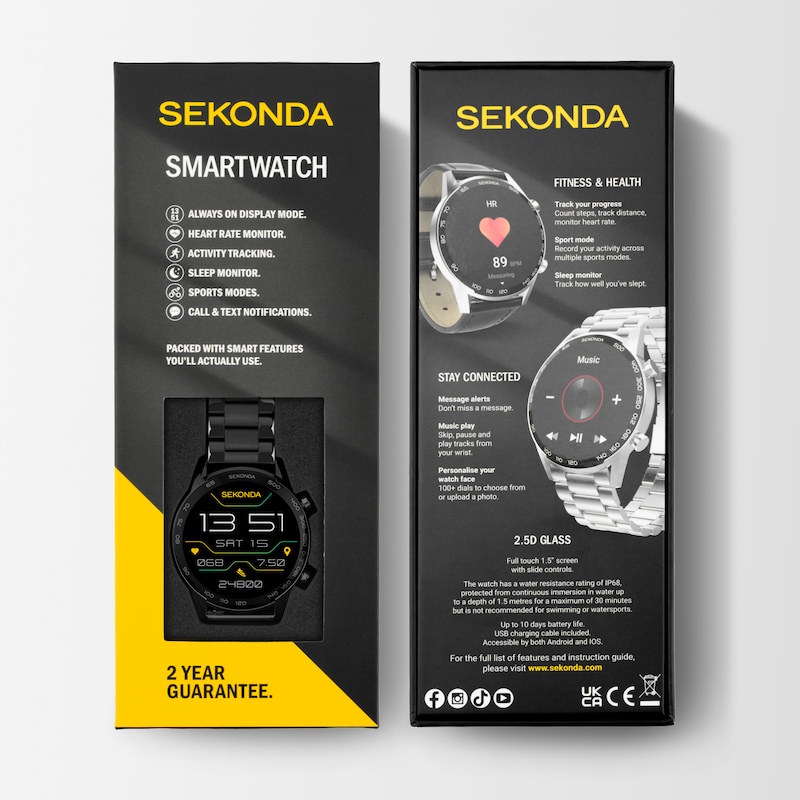 Sekonda Active Plus Smart Black Tone Stainless Steel Bracelet Watch