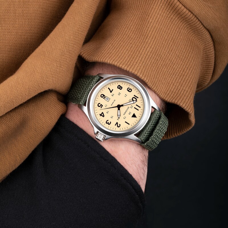 Main Image 3 of Sekonda Aviator Men's Cream Dial Green Nylon Strap Watch