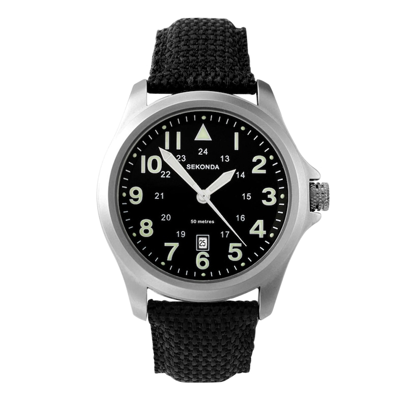 Sekonda Aviator Men's Black Nylon Strap Watch