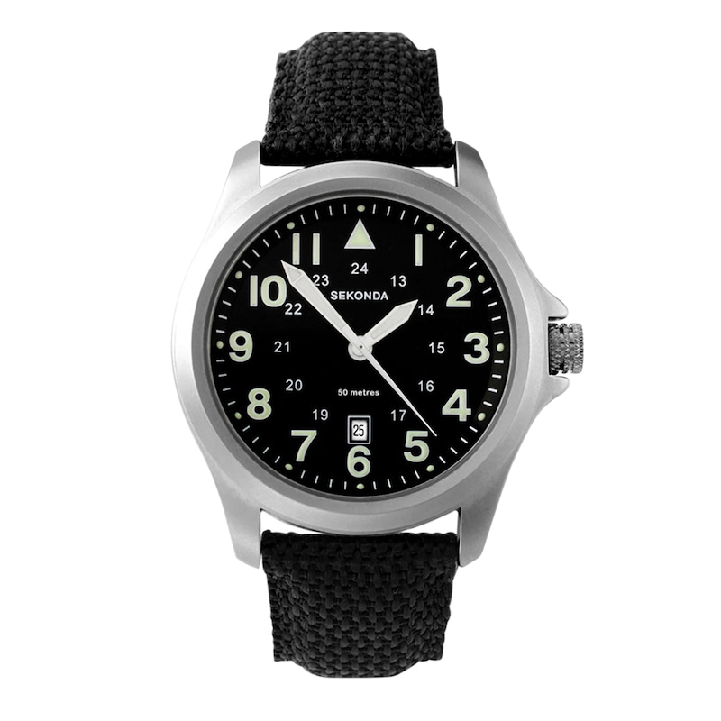 Main Image 1 of Sekonda Aviator Men's Black Nylon Strap Watch
