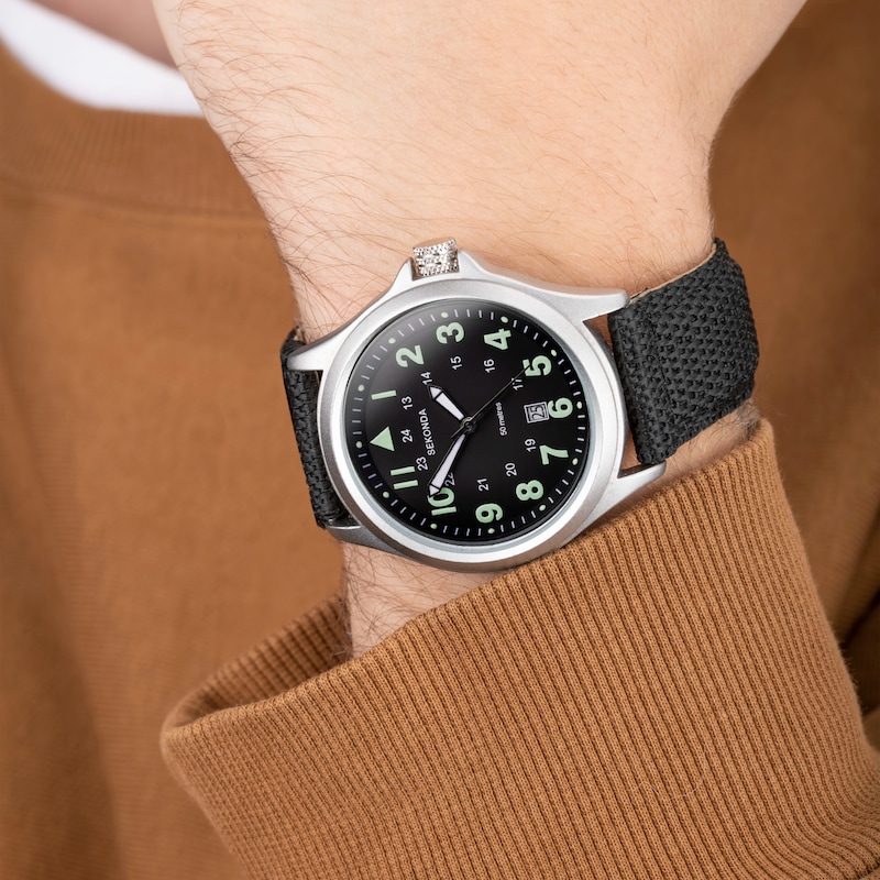 Main Image 3 of Sekonda Aviator Men's Black Nylon Strap Watch
