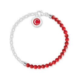 Thomas Sabo Sterling Silver Red Bead Half Charm Carrier Bracelet