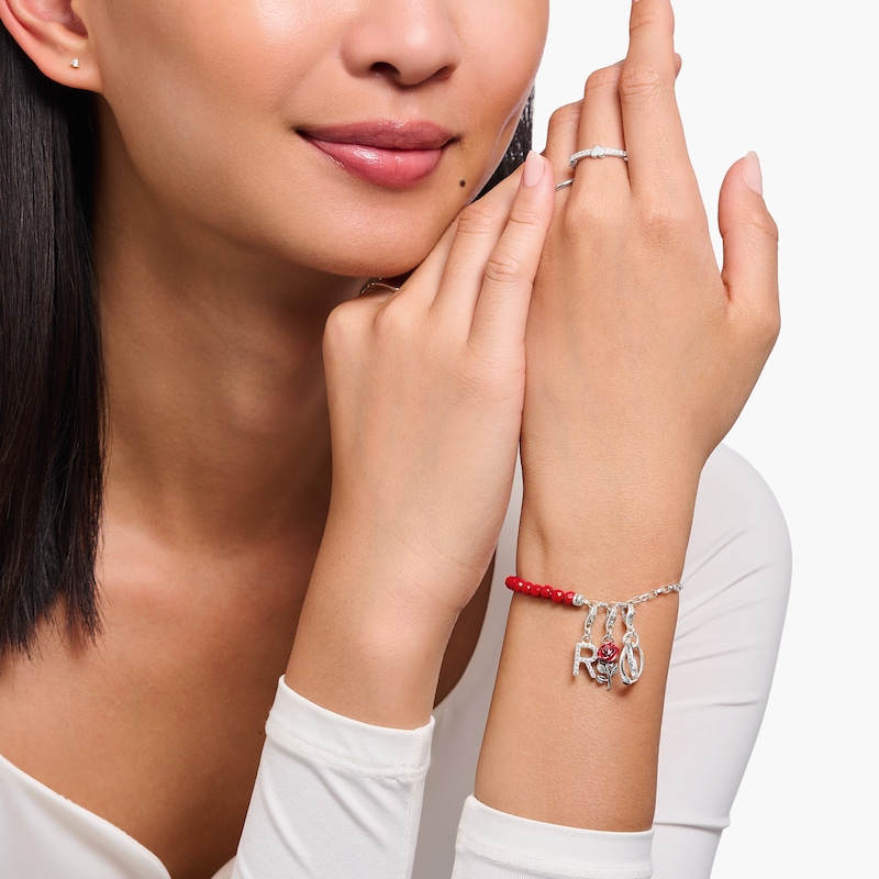 Main Image 3 of Thomas Sabo Sterling Silver Red Bead Half Charm Carrier Bracelet