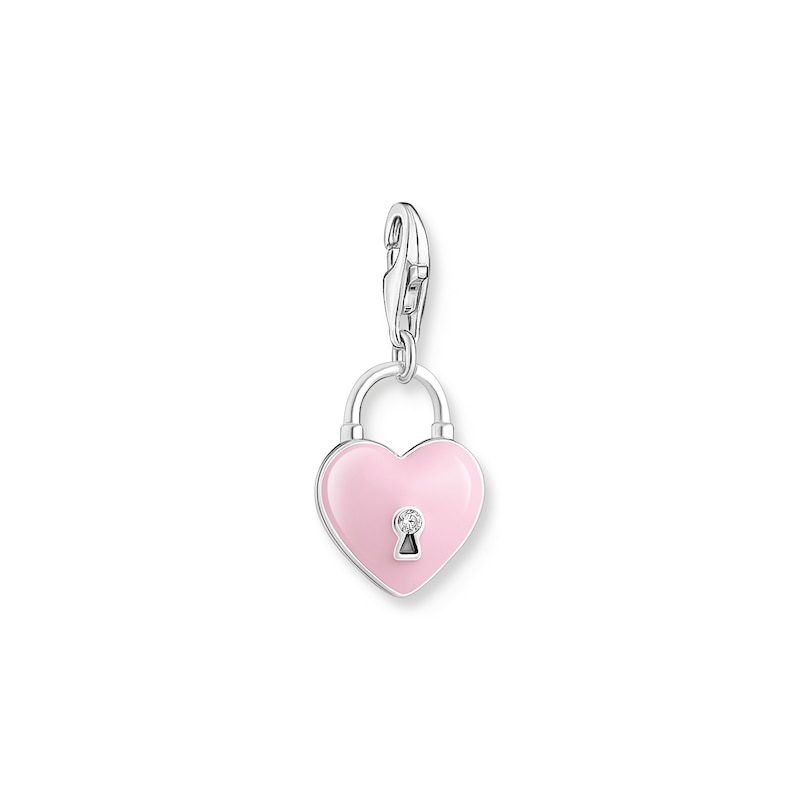 Main Image 1 of Thomas Sabo Sterling Silver Pink Enamel Padlock Heart Charm