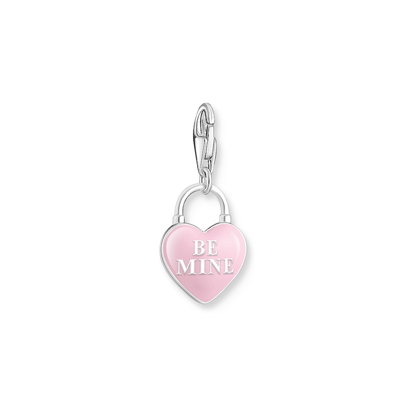 Main Image 2 of Thomas Sabo Sterling Silver Pink Enamel Padlock Heart Charm