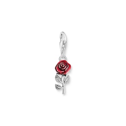 Thomas Sabo Sterling Silver Red Enamel Rose Charm