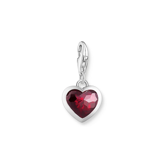 Thomas Sabo Sterling Silver Red Cubic Zirconia Heart Charm