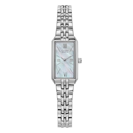 Citizen Eco-Drive Ladies' Blue MOP Rectangle Dial Stainless Steel Bracelet Watch