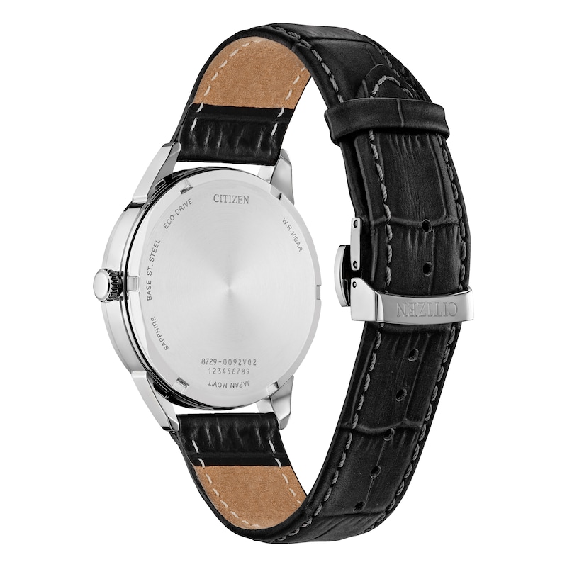 Main Image 3 of Citizen Eco-Drive Men's Silver Dial Black Leather Strap Watch