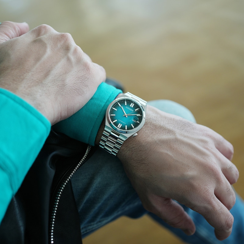 Main Image 4 of Citizen Automatic Tsuyosa Men's Teal Ombré Dial Stainless Steel Bracelet Watch