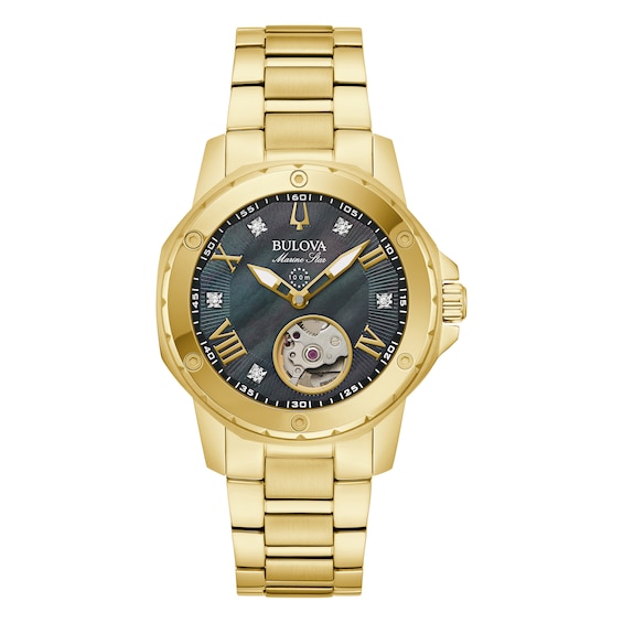 Bulova Marine Star Ladies Black Mother of Pearl Dial Bracele