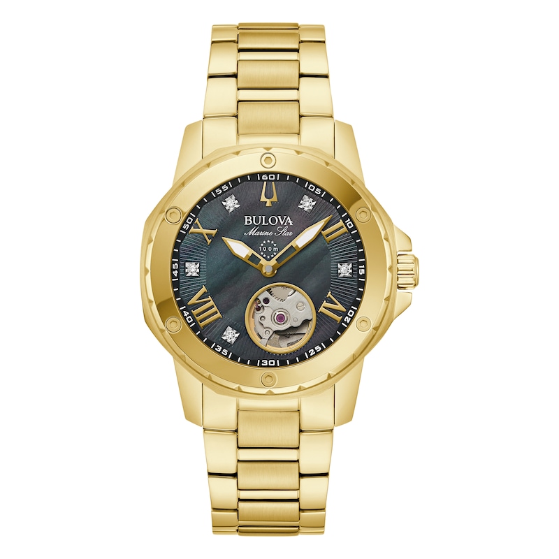 Main Image 1 of Bulova Marine Star Ladies' Black Mother of Pearl Dial Bracelet Watch