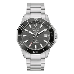 Bulova Marine Star Men's Grey Dial Stainless Steel Bracelet Watch