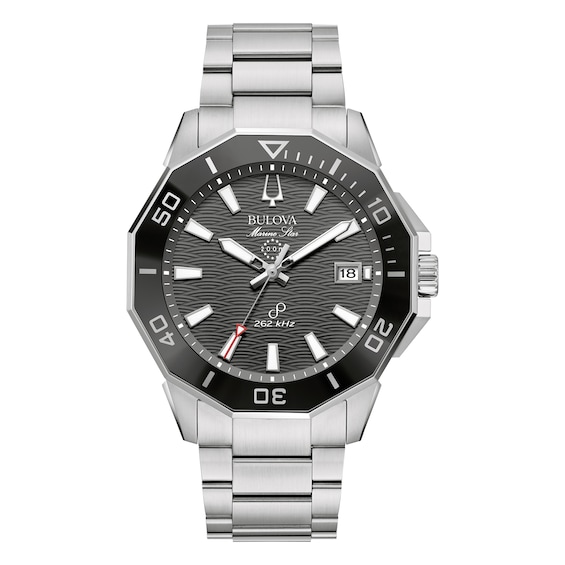 Bulova Marine Star Men's Grey Dial Stainless Steel Bracelet Watch