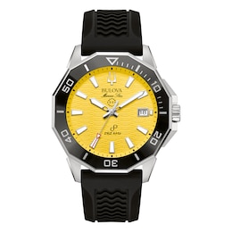 Bulova Marine Star Men's Yellow Dial Black Rubber Strap Watch