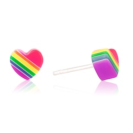 Children's Sterling Silver Resin Multicoloured Heart Studs