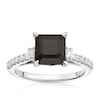 Thumbnail Image 1 of Argentium Silver Square Cut Black Spinel 0.20ct Diamond Ring