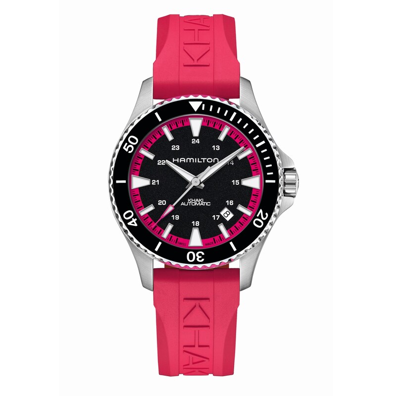 Main Image 1 of Hamilton Khaki Navy Scuba Men's Pink Rubber Strap Watch