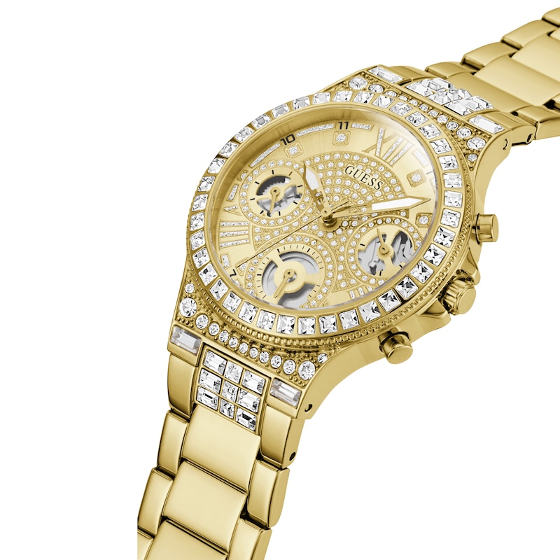 Guess Ladies' Gold Tone Stone Set Bracelet Watch