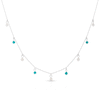 Thumbnail Image 1 of Sterling Silver Pearl & Turquoise Coloured Beaded Station Drop 16+2" Necklace
