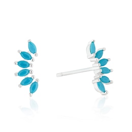 Sterling Silver Turquoise Coloured Marquise Stone Stud Earrings