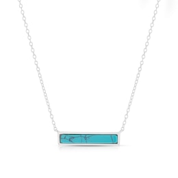 Sterling Silver Turquoise Coloured Bar Pendant 16+2" Necklace