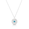 Thumbnail Image 1 of Sterling Silver Sunburst Disc & Turquoise Coloured Heart Pendant 16+2&quot; Necklace