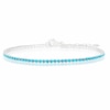 Thumbnail Image 1 of Sterling Silver Turquoise Colour Beaded Tennis 6+1" Bracelet