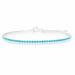 Sterling Silver Turquoise Colour Beaded Tennis 6+1" Bracelet